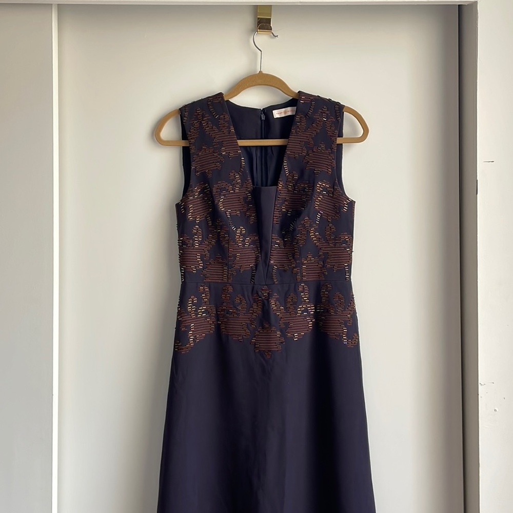 Tory Burch Navy Beaded Gown Size 4
